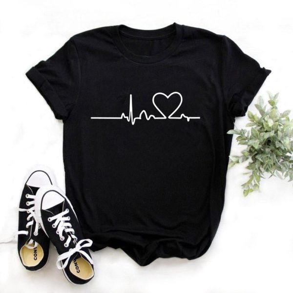 Title 12, Heartbeat Lady Feather Crew Neck Printed T-Shir...