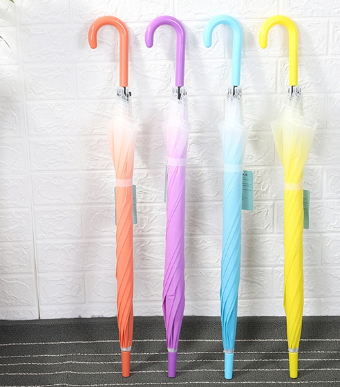 Long Handle Transparent Color Gradient Straight Umbrella Frosted Film Dance Umbrella