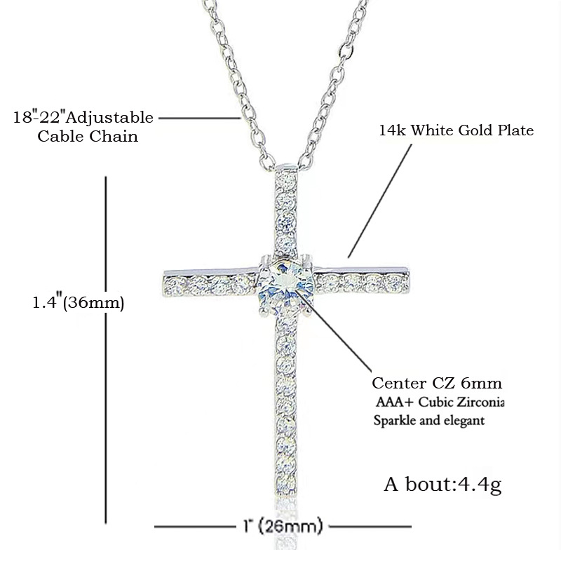 Title 5, Full Diamond Cross Necklace Pendant Star Light