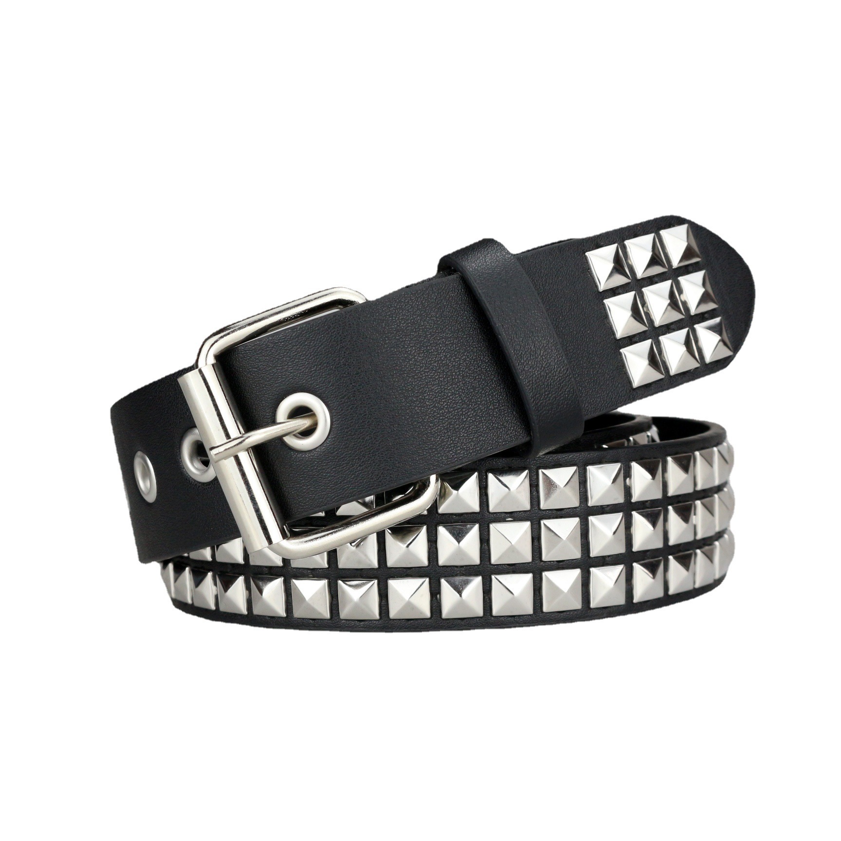 Title 1, Punk Hardware Square Bead Rivet Pin Buckle Meta...