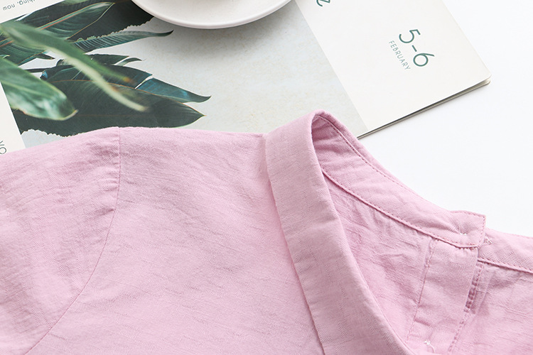 Cotton Jacquard Doll Shirt Short Sleeve Simple All-match T-shirt