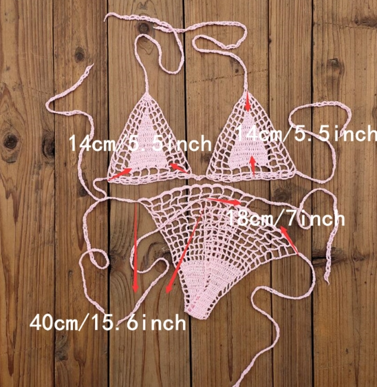 Handmade Crochet Mini Bikini Suit Beach Micro Swimsuit - Image 3
