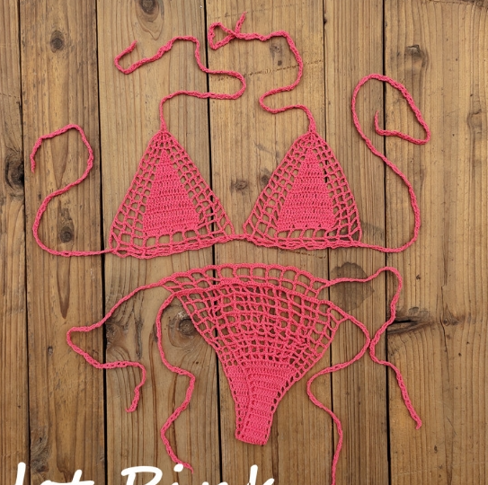 Handmade Crochet Mini Bikini Suit Beach Micro Swimsuit - Image 15