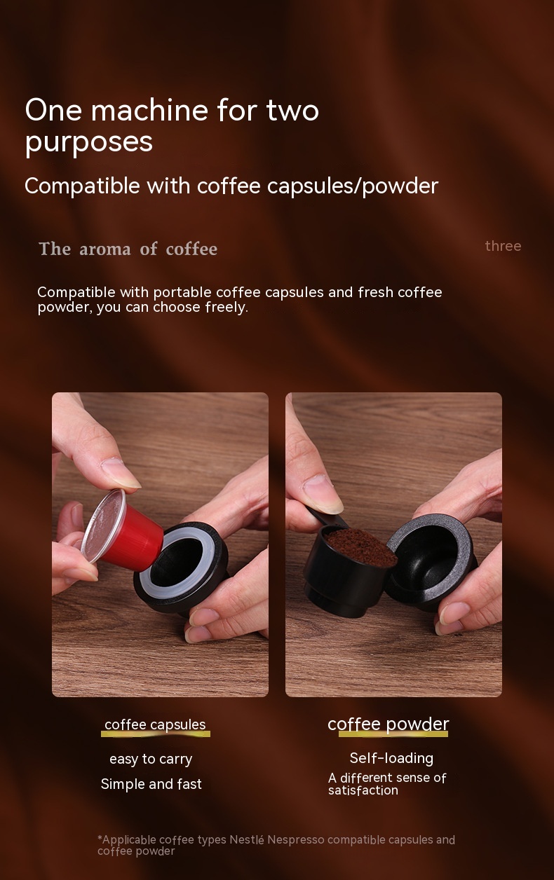 Coffee Machine Travel Portable Outdoor Small Concentrated Mini Capsule Ground Coffee Dual-use — foto 22
