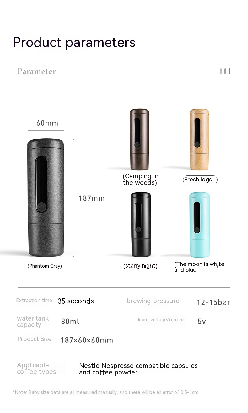 Coffee Machine Travel Portable Outdoor Small Concentrated Mini Capsule Ground Coffee Dual-use — foto 5