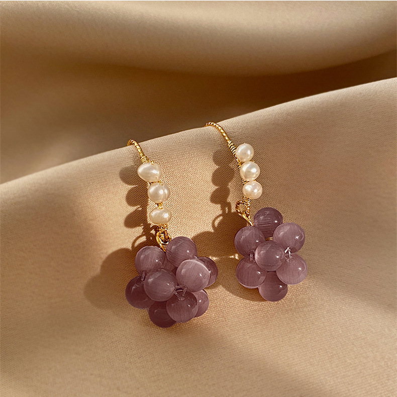 Title 4, Purple Sweet Grape Ball Ear Hook Fashion Design...