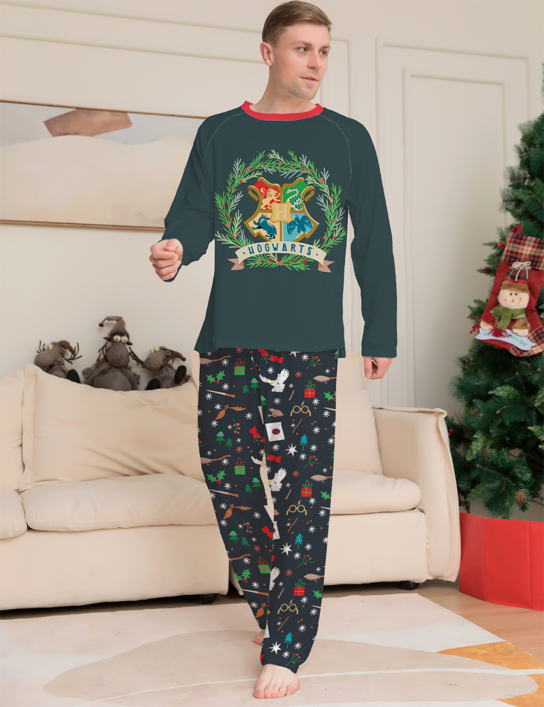 Title 3, Cartoon Graphic Print Crew Neck Homewear Pajama...