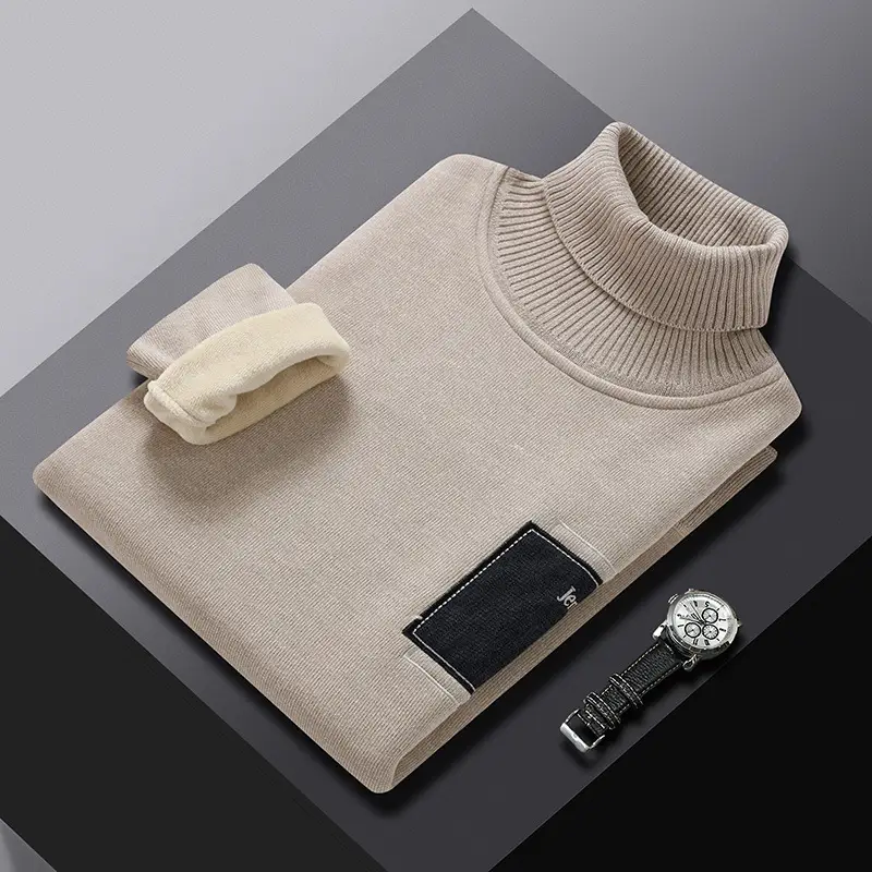 Men's Turtleneck Faux Pocket Sweater Pullover