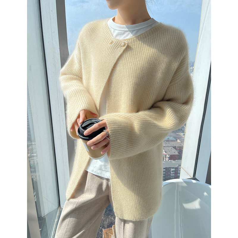 New Fashion All-matching Wool Knit Cardigan Coat For Women