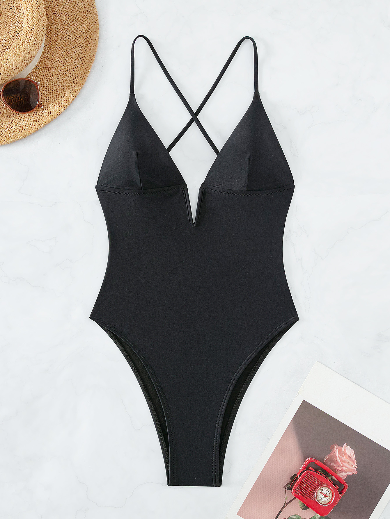 Beauty Back Sling New Solid Color One-piece Swimsuit For Women