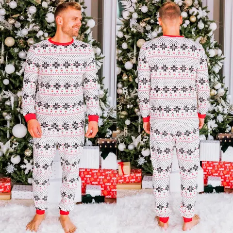 Polyester Black and White Contrast Color Christmas New Parent-Child