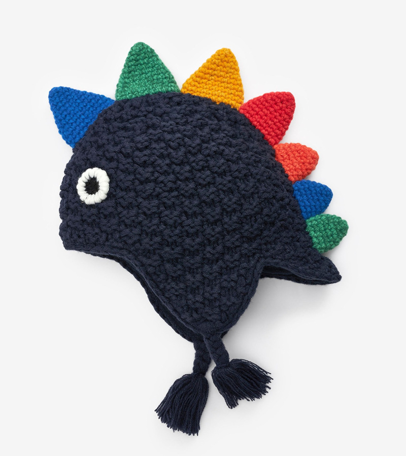 Autumn And Winter New Double Wall Cute Dinosaur Children Baby Boy Girl Knitted Woolen Cap