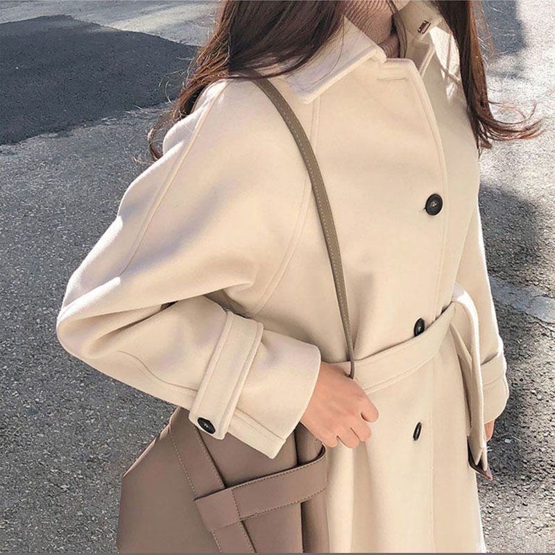 Title 6, Mid-length Loose Slim Fit Woolen Coat Women