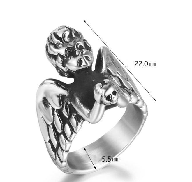 Men's Titanium Steel Angel Casting Ring