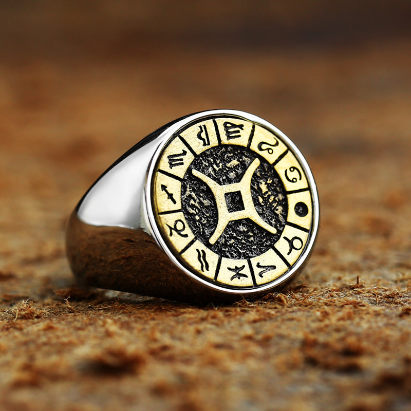 Retro Stainless Steel Character Men's Ring