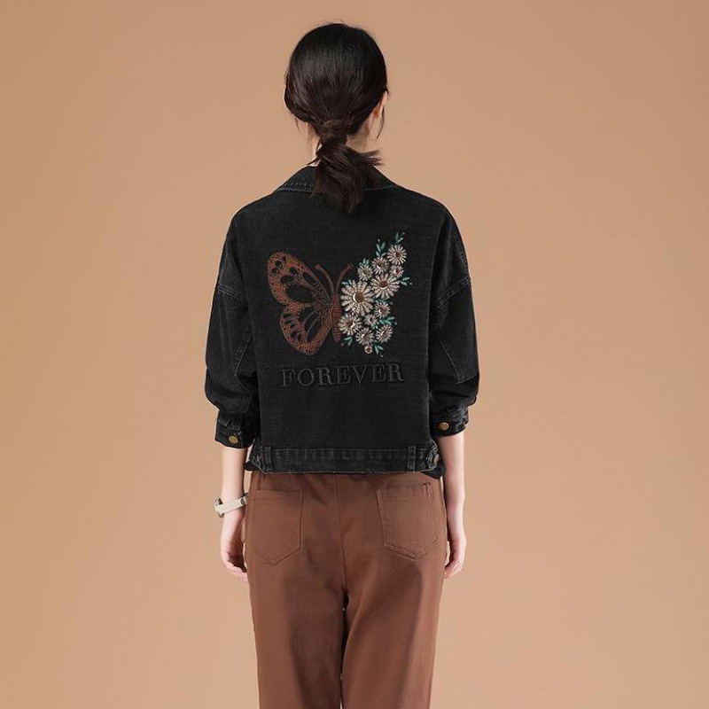 Women's Fashion Personality Retro Alphabet Butterfly Heavy Embroidery Top