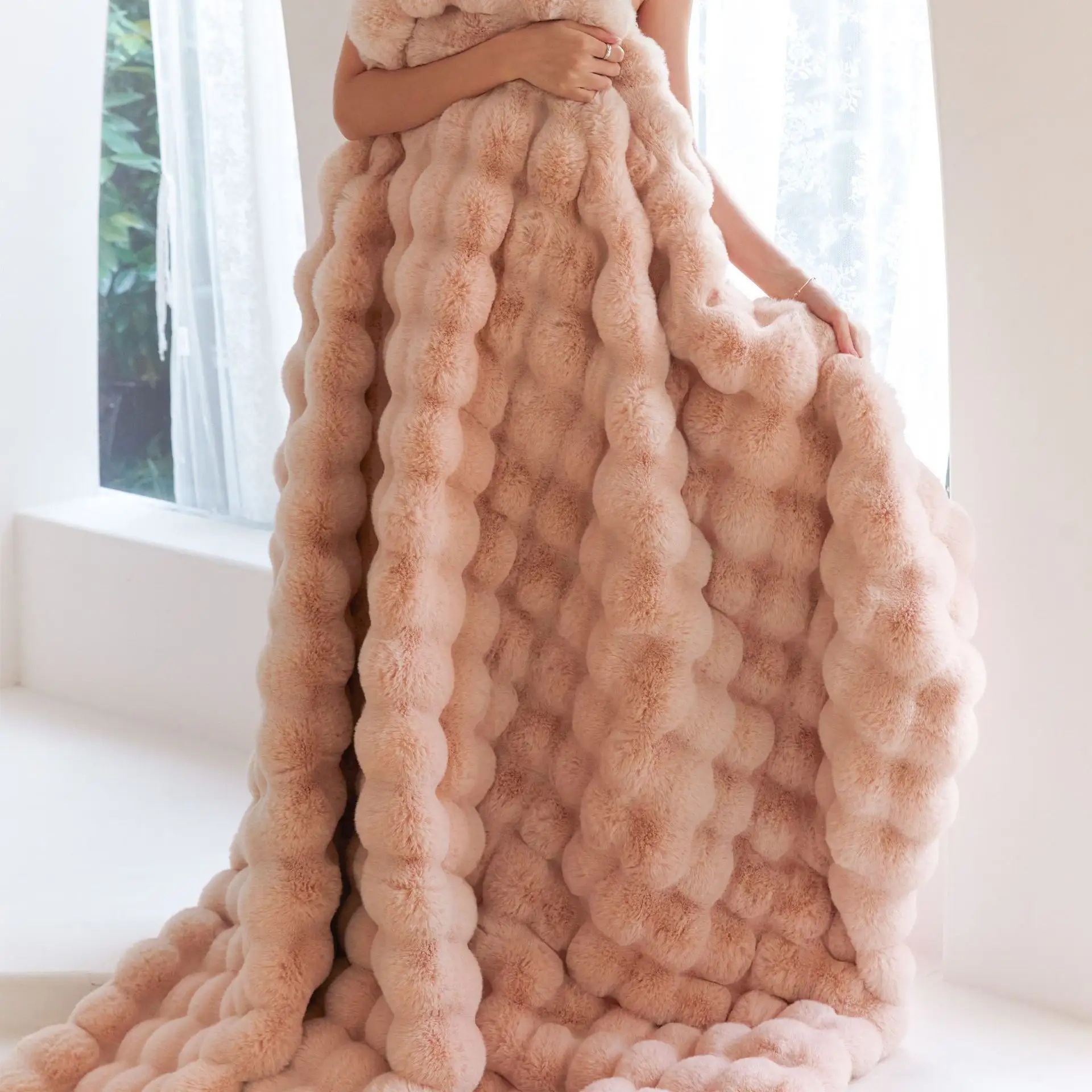 Polyester Carpet Rabbit Bubble Velvet Thickened Nap
