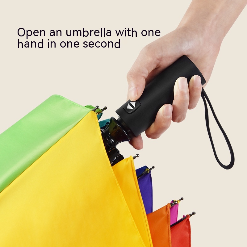 Automatic Rainbow Women’s Colorful Folding Umbrella