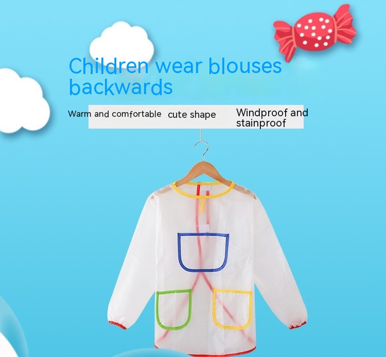 New Transparent Children's Waterproof Smock Antifouling With Pocket