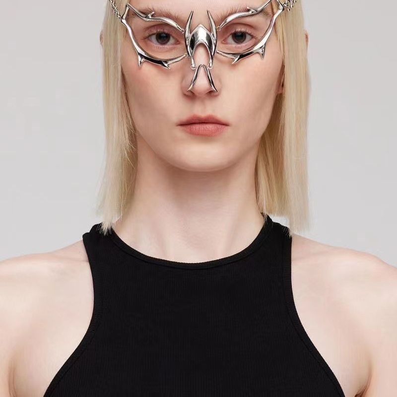 Dual-wear Decorative Streamline Modeling Nose Studs Mask — foto 3