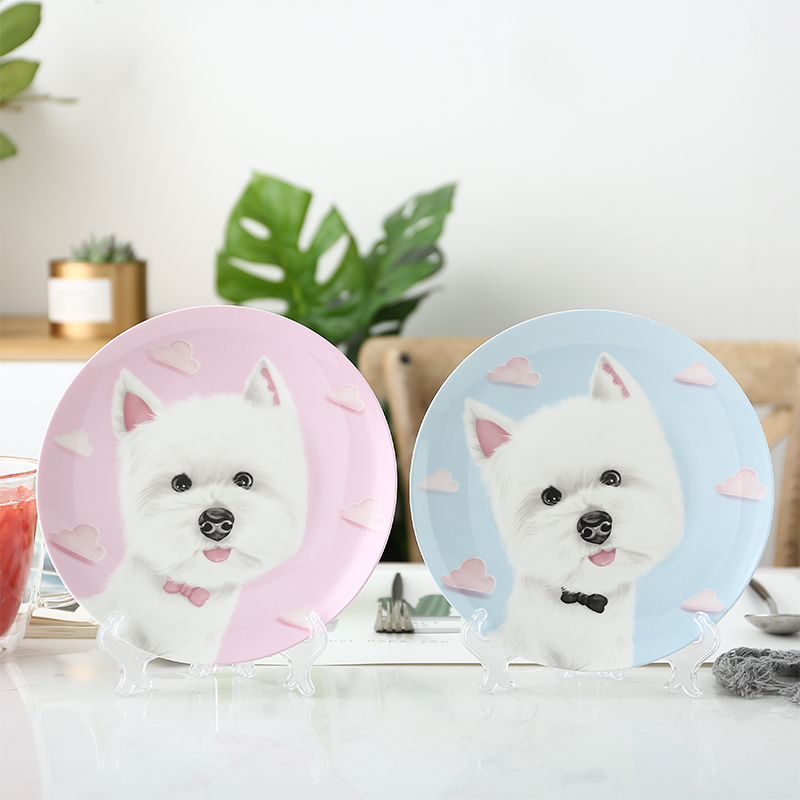 طبق حلويات من البورسلين العظمي بتصميم الغربي المرتفع