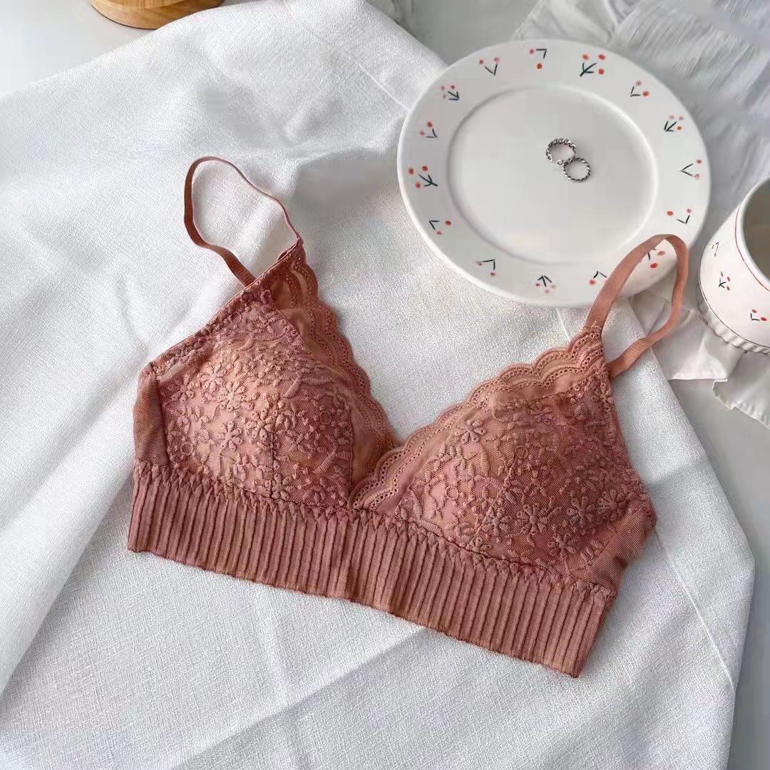 Title 5, French Style Nude Feel Lace Triangle Cup Underw...