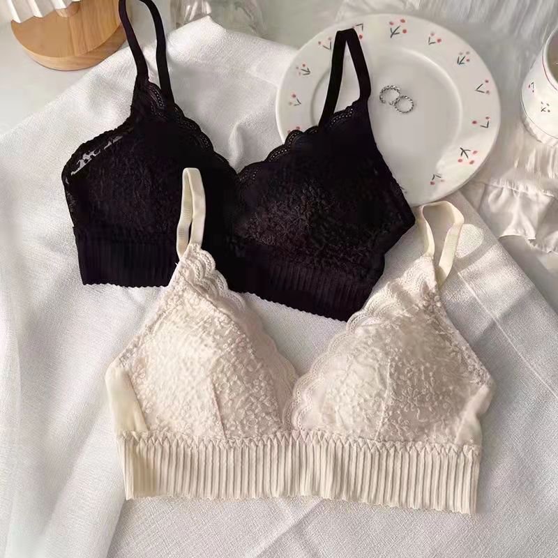 Title 7, French Style Nude Feel Lace Triangle Cup Underw...