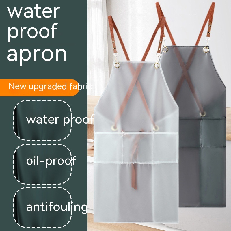 Title 1, Apron Waterproof Oil-proof Thickening Korean Pu...