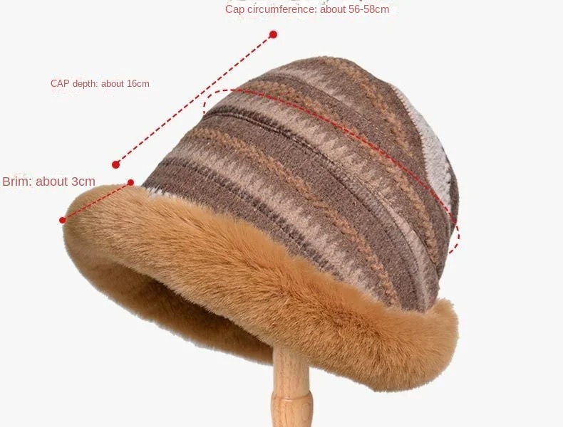 Houndstooth Ethnic Style Warm Thickened Bucket Hat