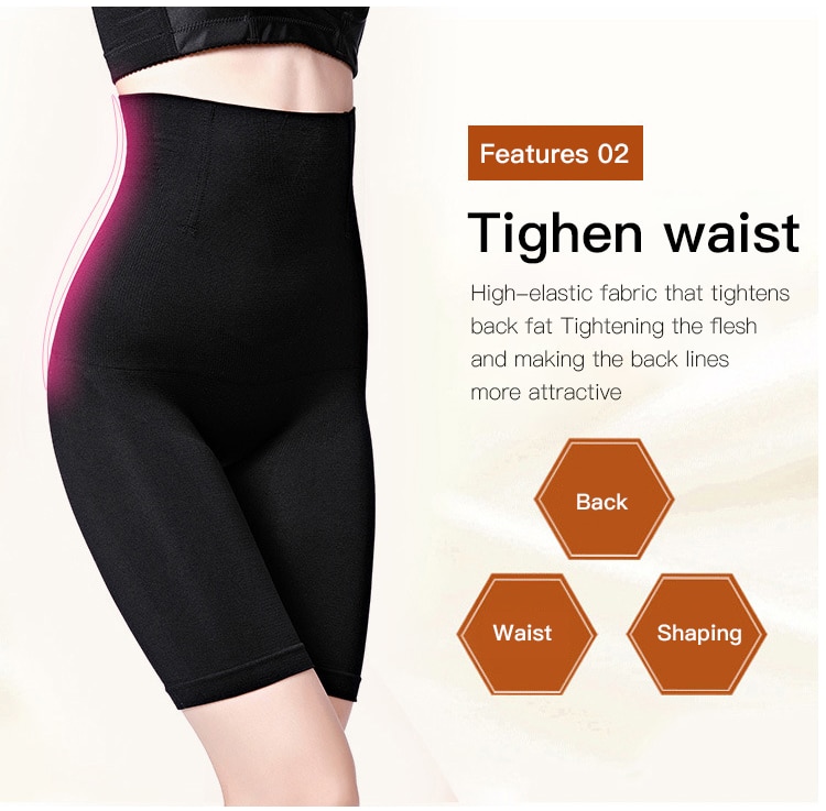 high waist tummy control body shaper black