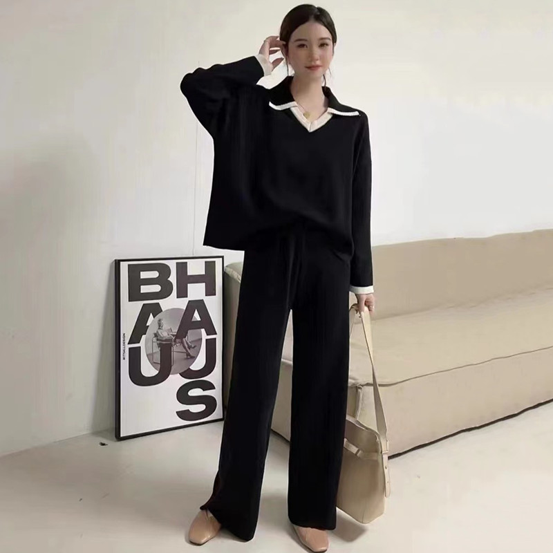 Knitted Wide-Leg Trouser Suit
