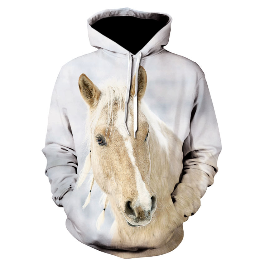 Cross-border E-commerce HorsedinosaurcowRooster 3D Printed Hoodie Men's Daily Hooded Sweater