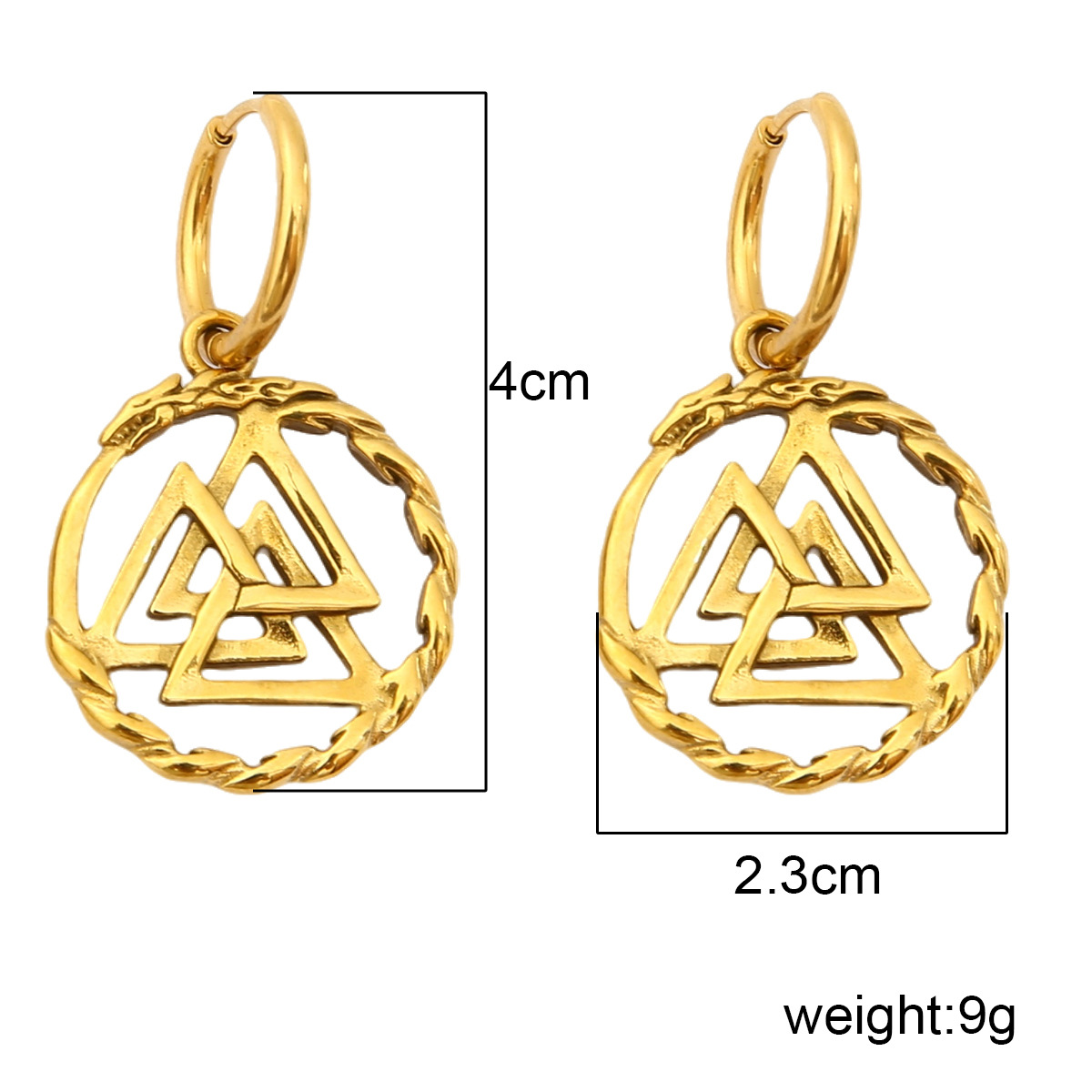 Aoding Triangle Rune Stainless Steel Finishing Polish Personality Fashion Retro Pair Of Earrings