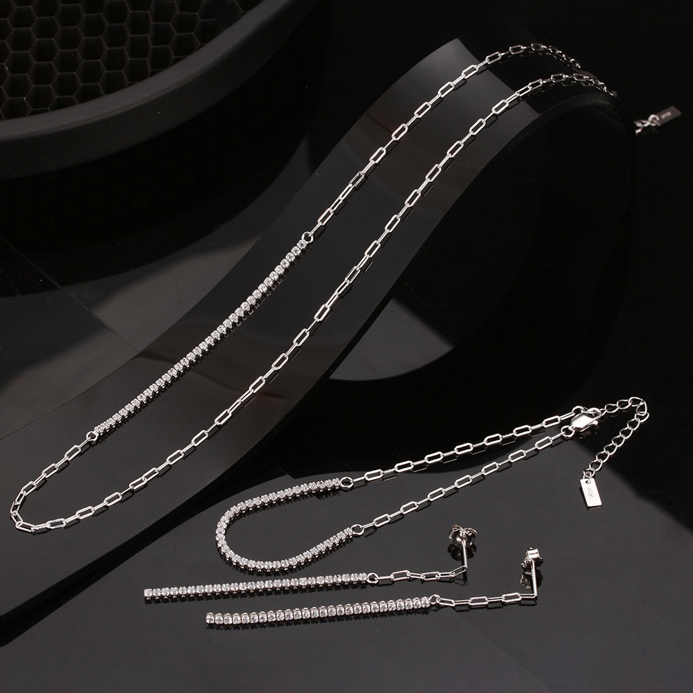 S925 Sterling Silver Zircon 14K Gold Ear Threads