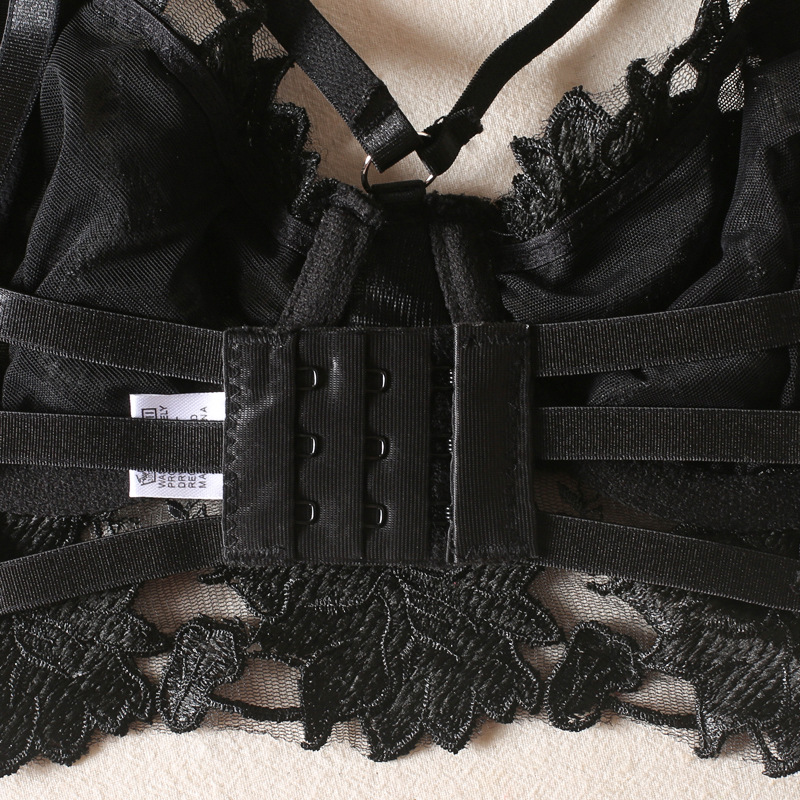 Title 15, Embroidered Black Bra Ribbon Steel Ring Garter ...