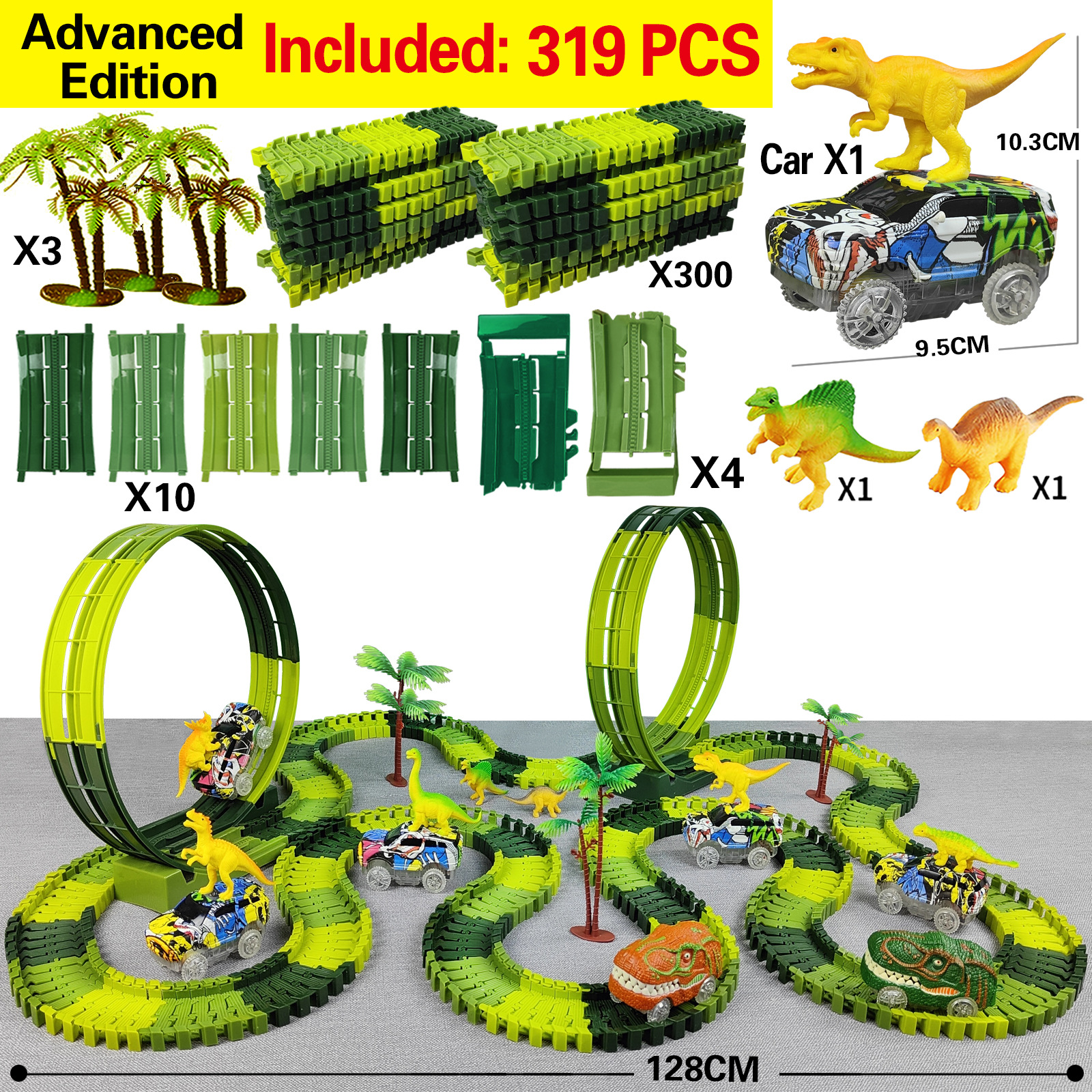 Title 1, Magic Climbing Electric Dinosaur Car Track Rail...