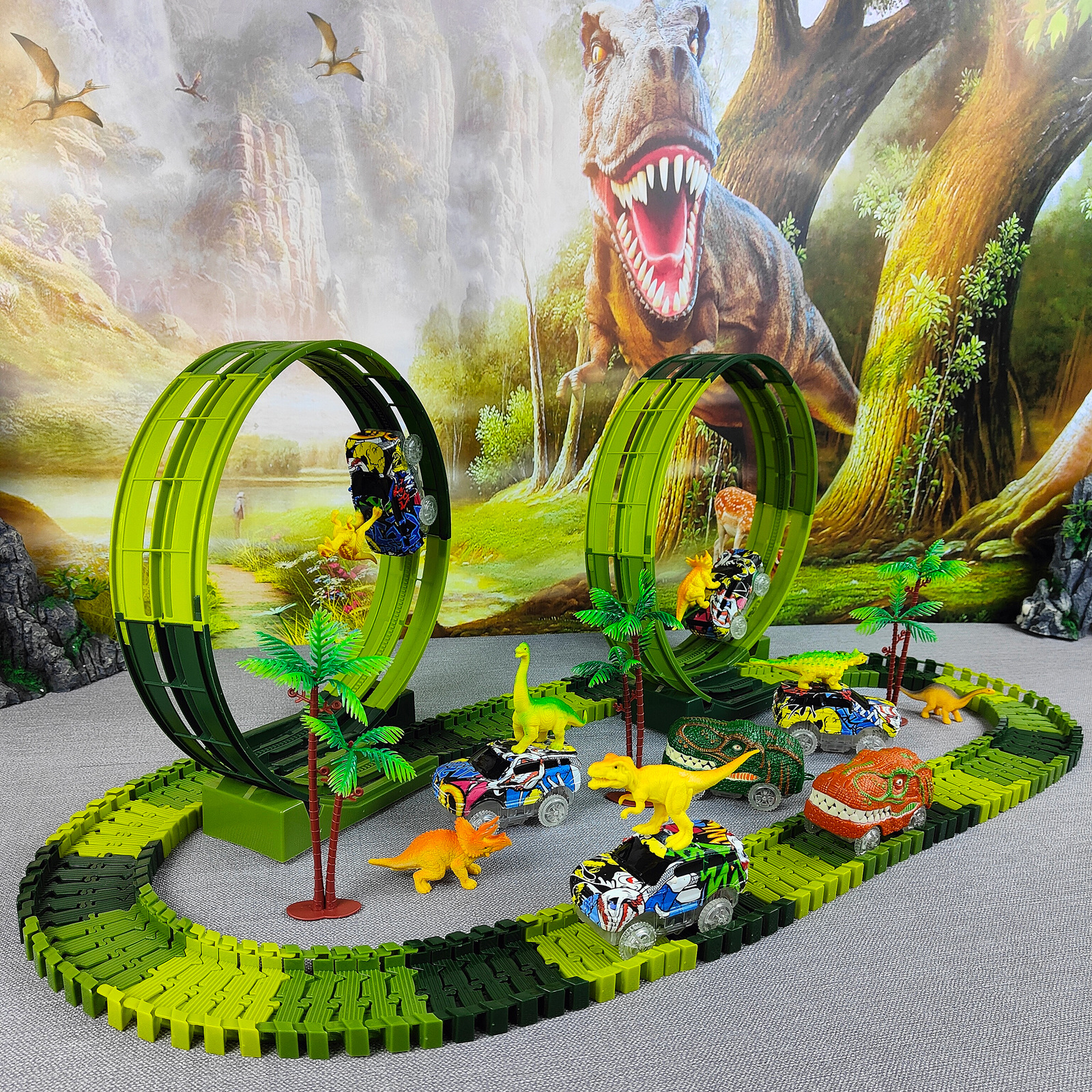 Title 5, Magic Climbing Electric Dinosaur Car Track Rail...