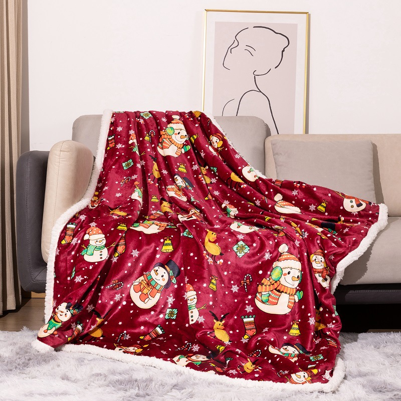 1722071834326863872 - Flannel Christmas Blanket Double Layer