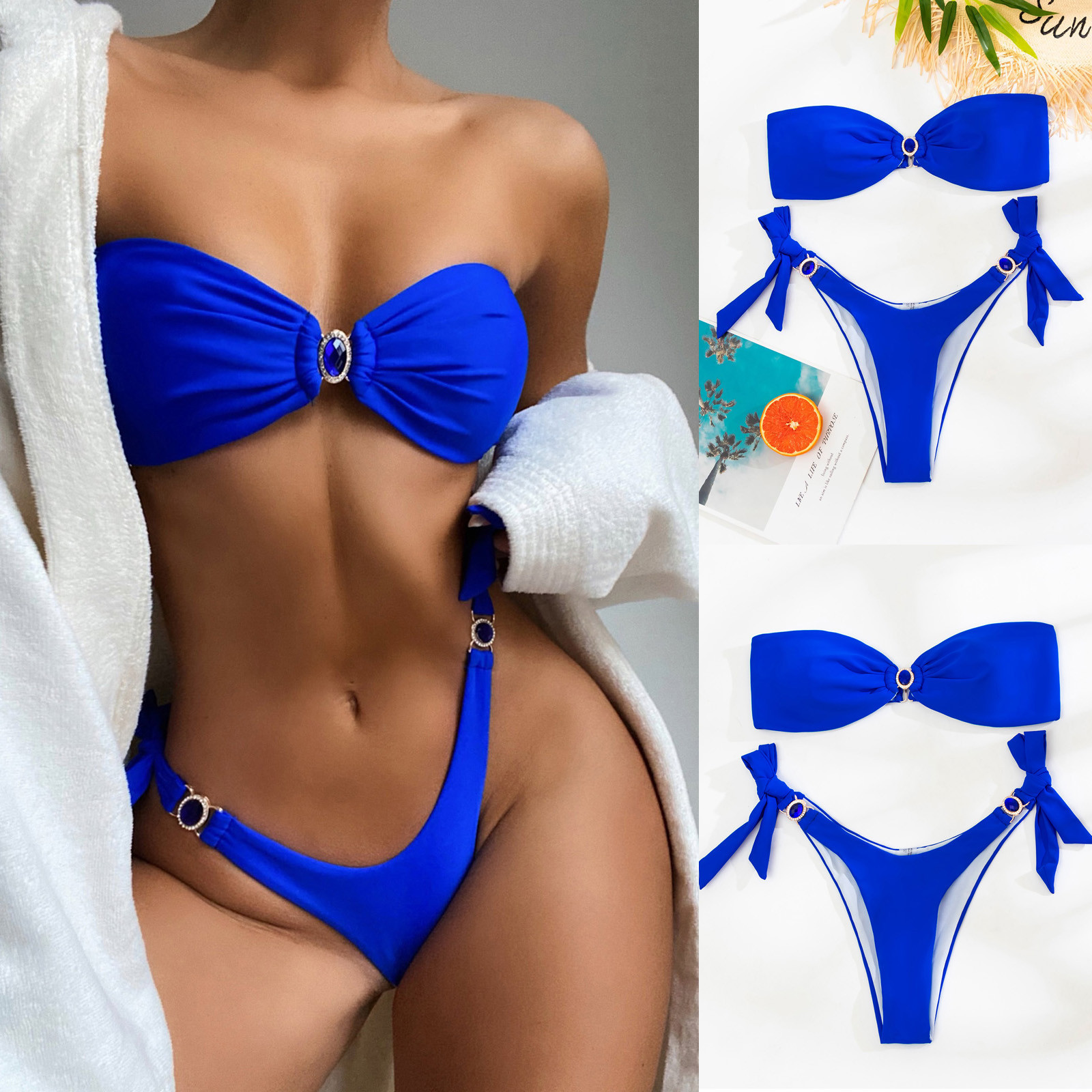 Title 1, Ins Internet Celebriti Tube Top Push Up Blue Di...