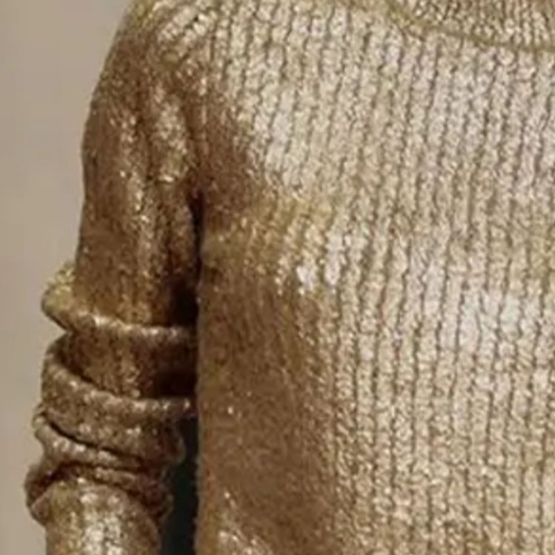 Women's Polyester Sweater Round Neck Elegant Bronzing Top