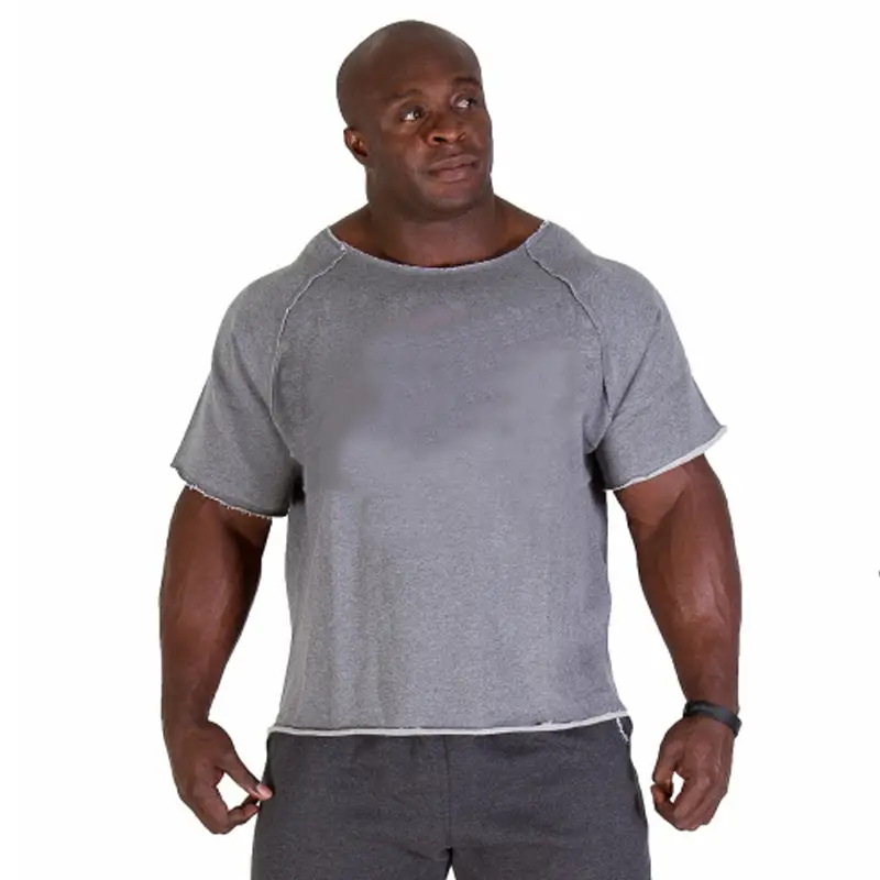 Men's Solid Color Gym Short Sleeve Batwing Shirt