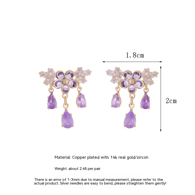 Title 2, Boucles doreilles puces goutte deau en zircon...