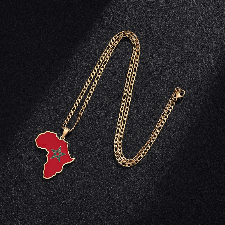 Ornament Africa Map Nigeria Somalia Angola Stainless Steel Necklace