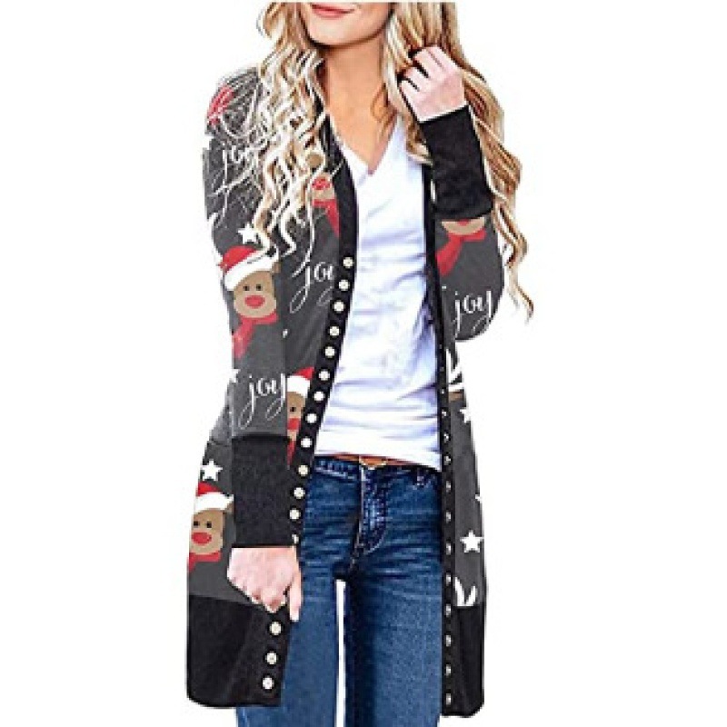 Knitted Sweater European And American Style Loose Rainbow Long Coat