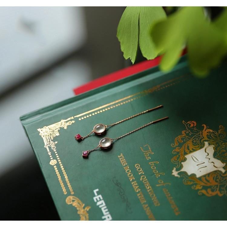 Title 3, Plated S925 Silver Jade Earrings All-match Fashion