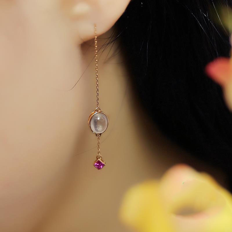 Title 4, Plated S925 Silver Jade Earrings All-match Fashion