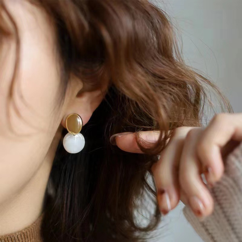 Sterling Silver Needle Hong Kong Style Unique Design Sense Earrings Women