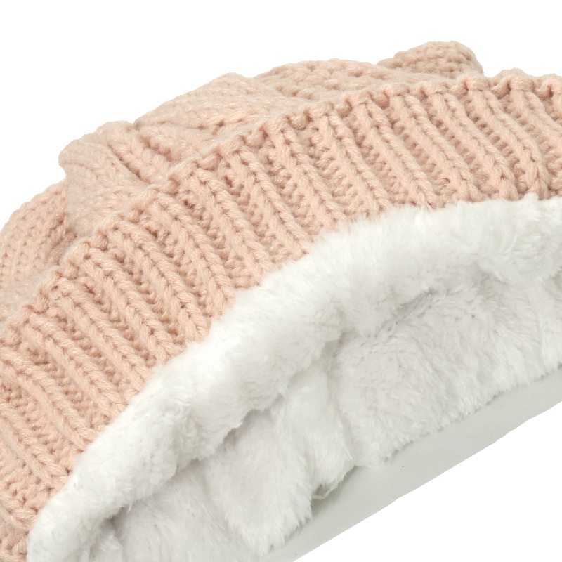Cute Face-looking Velvet-padded Small Thick Cat Knitted Hat Woolen Cap Female