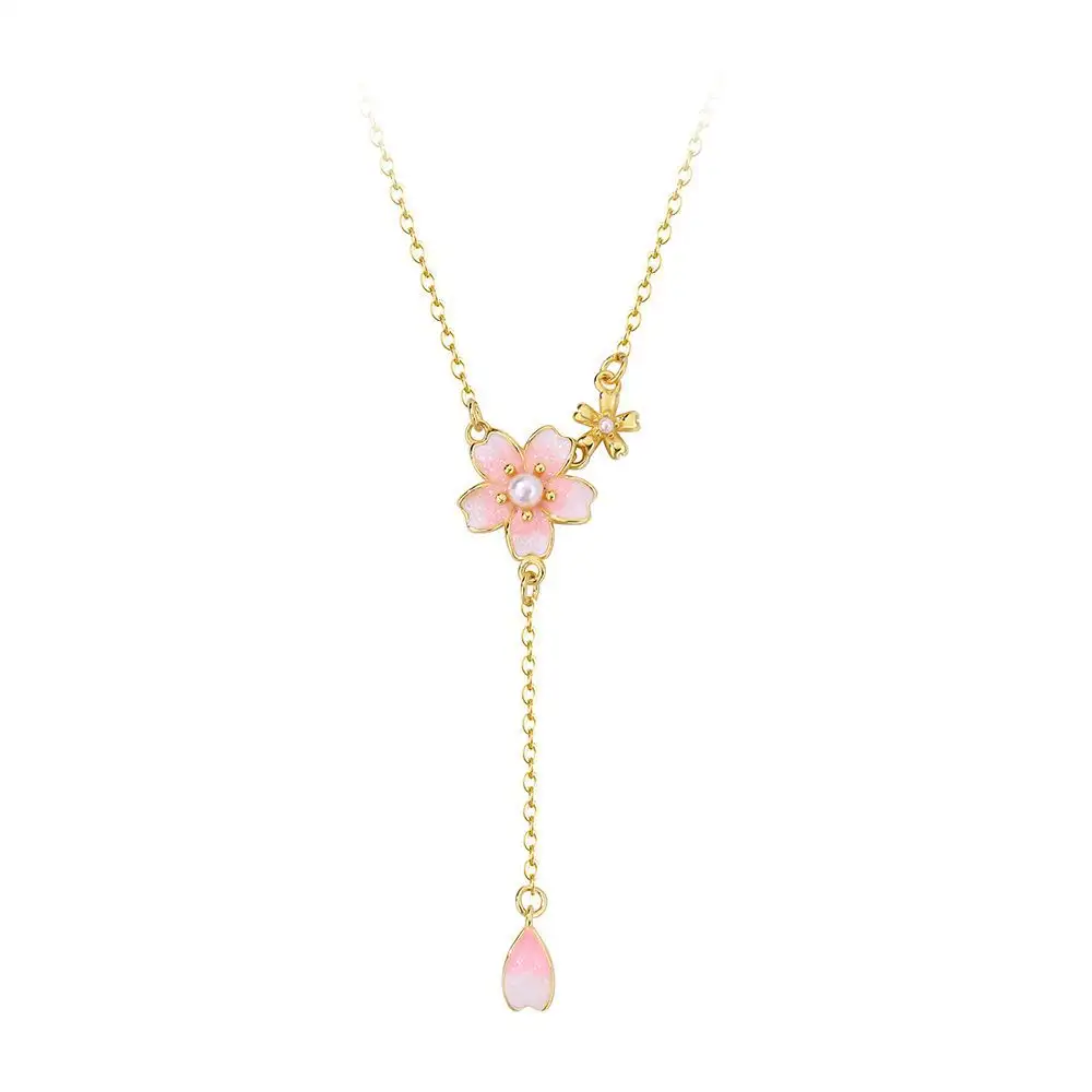 S925 Sterling Silver Peach Blossom Necklace Female Clavicle Chain