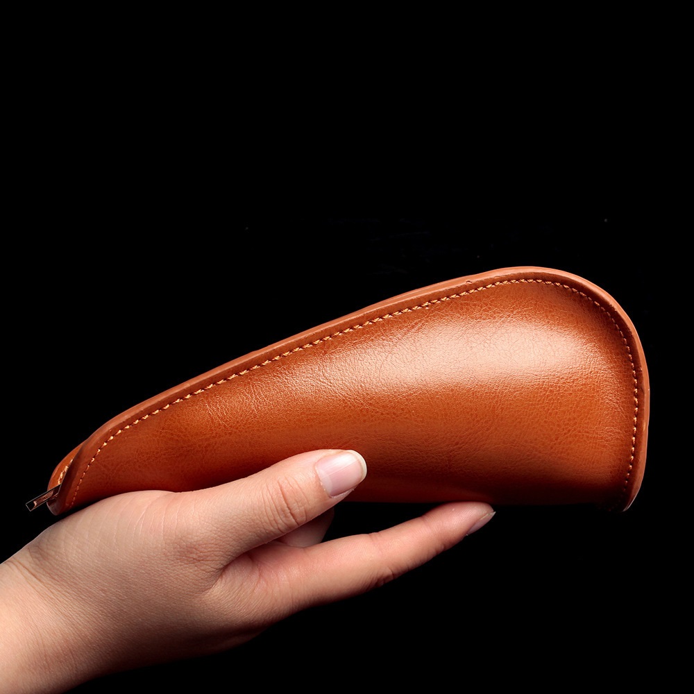 Single Handmade Cowhide Ebony Travel Portable Leather Pouch - Image 17